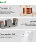 Rugged 25A AC Contactor Featuring Four Normally Open Terminals And Din Rail Mounting A smooth operator showing copper coil and iron core details.