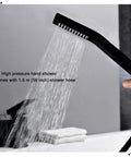 Roman Tub Faucet Deck Mount Waterfall Tub Faucet Matte Black With Hand Shower Sprayer Three Hole Set Includes Hot And Cold Hoses And Hardware