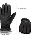 Black Warm Waterproof Winter Ski Gloves For Men And Women With All Day Warmth, windproof snow gloves with touchscreen fingers