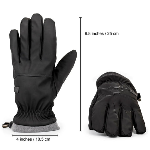 Black Warm Waterproof Winter Ski Gloves For Men And Women With All Day Warmth, windproof snow gloves with touchscreen fingers