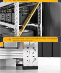 Heavy Duty Garage Shelving Workhorse With Adjustable Steel Shelves And Built In Pegboard System 78 Inch Tall rack showing diagonal brace and rubber foot covers.