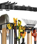 48-Inch Wall Mounted Garage Tool Organizer With 8 Hooks, Heavy Duty Metal Storage Rack for Shovels, Ladders, Garden Tools