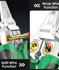 8 In 1 Wire Stripper Pliers Multi Function Electrician Tool with wire splitting and wrapping functions in green handle