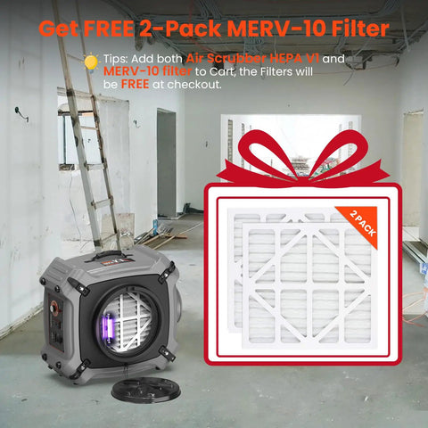 Air Scrubber With MERV 10 Pre Filter And HEPA Activated Carbon Filters For Pro Grade Commercial And Industrial Use 750 CFM Stackable Negative Air Machine With UV C Light And Four Stage Filtration For Odor Elimination with free filter pack