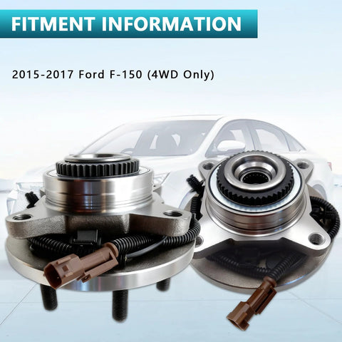 2 Pack Front Wheel Bearing Hub Assembly 515169 For Ford F-150 2015 2016 2017 4WD 6 Bolt ABS Sensor Wire Front Left Or Right