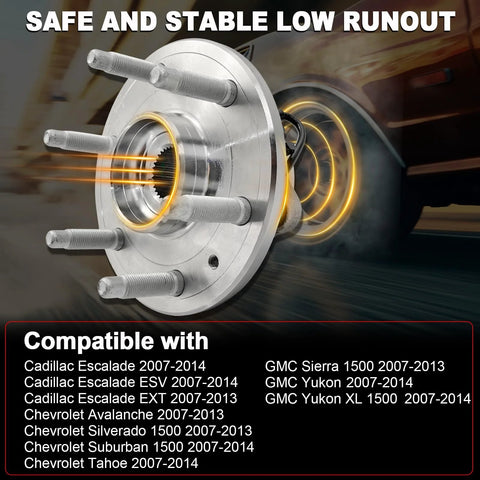 Beefed-Up Front Wheel Bearing Hub Assembly For 4WD And AWD With ABS 6 Lug Fits GM Full Size Trucks And SUVs From Tahoe To Suburban