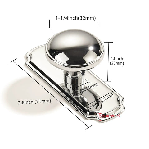 Hella Durable 2 Pack Polished Nickel Cabinet Knobs With Backplates, Solid Zinc Alloy Build, 2.8 Inch Long dimensions illustration.