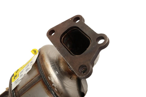Close-up of Three Way Bolt On Catalytic Converter With Exhaust Pipe Direct Fit For Cars And Trucks OEM Grade Stainless Steel