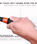 Left-Handed Golf Grip Trainer Attachment For Dialing In Your Grip And Consistent Swings On The Club, Black, in use on a club.