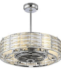 Hand Cut Crystal Drum Fandelier Ceiling Fan With Remote, Polished Chrome Frame, unique crystal detail and six LED lights in a stylish design.