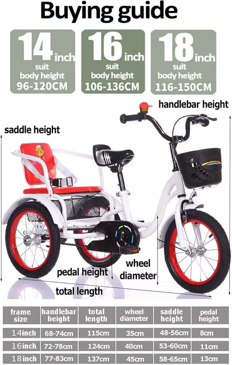 Three Wheel Cruiser Tricycle For Kids Outdoor Fun With Adjustable Handlebar And Seat buying guide in three sizes