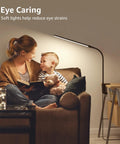 Mother and child reading under a Clip On Desk Lamp LED Reading Light With USB Power Dimmable 3 Color Modes And 10 Brightness Levels