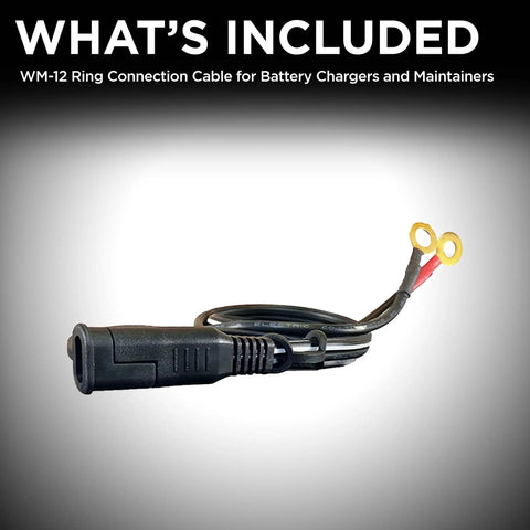 18-Inch Ring Connection Cable For Battery Chargers And Maintainers With Quick Connect Harness, Color-Coded Leads, Compatible With Motorcycle Power Sport And Lawn Tractor Batteries WM-12