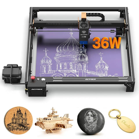 36W Laser Engraver With 400 X 400 mm Engraving Area Built In 30L Air Pump High Speed Cutting WiFi And TF Card Dual Linear Rails for precision work.