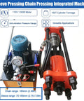 Rock Solid 150 Ton Hydraulic Sleeve Press And Chain Repair Machine For Heavy Duty Track Links, 150T cylinder with gauge.