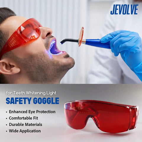 Built Tough Dental Protective Goggles Offering Straight Up Heavy Duty Laser Safety And Ultraviolet Led Shielding To Keep Your Vision Sharp While Dodging Lens Fog During Those Nonstop Clinical Days, red polycarbonate with comfortable fit.