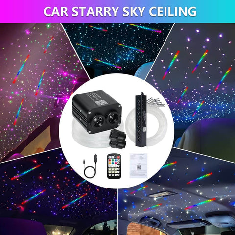 Dual Color Fiber Optic Star Ceiling Kit With App And Remote Control, Twinkle And Music Sync Lighting That Is Dope For Car Or Home setup