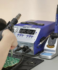 Do It All Four In One Soldering And Desoldering Kit in use with hot air rework, soldering iron, desoldering gun, PID temperature control.