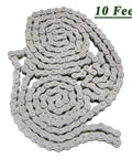 40SS Stainless Steel Roller Chain Built To Last, 10 Feet Long, 240 Links With One Connecting Link, coiled on white background