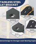 Badass Strength Black Stainless Steel Mending Plates 4 Pack Flat Furniture Brackets For Wood Repair Rock Solid Rust Proof Connectors 100X38Mm showing countersunk screw design and smooth edges.