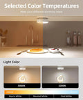 Rechargeable Puck Lights With Remote showing selected color temperatures and dimming needs under-cabinet use.