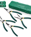 4 Piece Snap Ring Pliers Set, 7 Inch Beast Heavy Duty Internal External Circlip Pliers Kit With Storage Case, shown with pliers and case