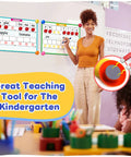 Teacher using Giant Phonics Dry Erase Cards Six Pack For Phonemic Awareness And Syllable Practice in kindergarten classroom.