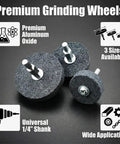 Pro Grade Mounted Grinding Stone Kit 5 Piece Set on black background showing three grinding stones with shanks
