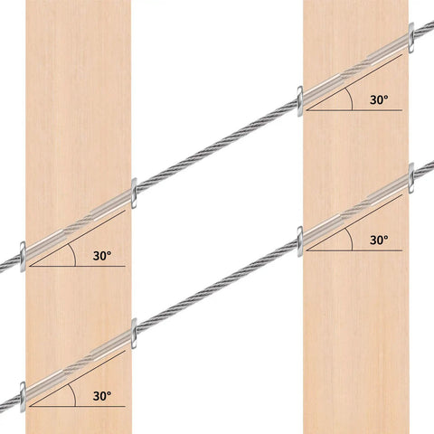 Heavy Duty Marine Grade T316 Stainless Steel Cable Protector Sleeves Kit For One Eighth Inch Railing Cables, 30 Degree Beveled Sleeves