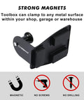 Magnetic Toolbox Organizer Set attachment with strong magnets, suitable for metal surfaces like shops, garages, and warehouses.