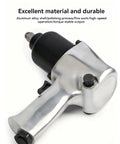 Pro Level Air Powered Impact Wrench With A Badass Titanium Hammer Core And 1 2 Inch Square Drive, aluminum alloy body, ergonomic design.