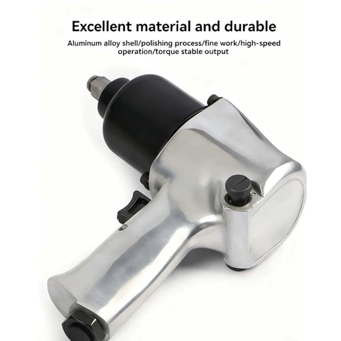 Pro Level Air Powered Impact Wrench With A Badass Titanium Hammer Core And 1 2 Inch Square Drive, aluminum alloy body, ergonomic design.