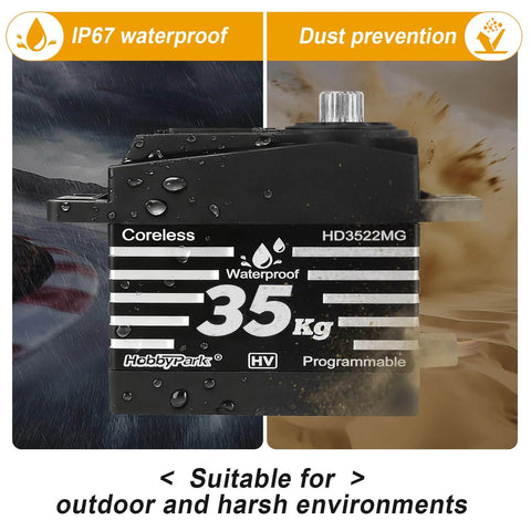 Waterproof RC Servo With 35Kg Torque Coreless Motor And Metal Gears For Beefy High Torque Steering In 1 Eighth And 1 Tenth Scale RC Crawlers SCX10 TRX4 And Short Course Buggies Durable IP67 Digital Servo With Adjustable Control Angle