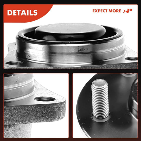 Close-up of Rear Wheel Bearing And Hub Assembly 2 Pack For Toyota Corolla 2003 2008 Matrix 2003 2008 Celica 2000 2005 And Pontiac Vibe 2003 2008 FWD Non ABS 5 Lug Durable Beefy Heavy Duty High Load Capacity Easy To Install.