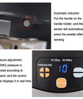 Close-up of automatic sensor on Auto Filling Electric Coffee Tamper 58 Mm Espresso Press Tool showing pressure adjustment display.