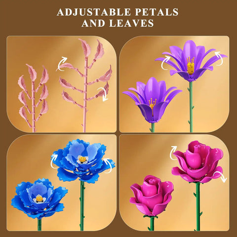 21 Flower Bouquet Building Kit With Lights For Adults And Teens 8 12 Plus Realistic Floral Set With Roses Lilies Daisies Hydrangeas Eucalyptus Gypsophila And More For Creative Decorating Gifts And Hands On Craft Fun. Adjustable petals and leaves on flower stems.