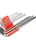 Heavy Duty Nine Piece Metric Hex Key Set Wrench Kit Storage Cover Chrome Vanadium Steel Auto Repair Machine Handles 1 5 Mm To 10mm Bolts Rugged Build Stops Snapping Grinds Fixed Repairs Shop Mechanics Finish Work Save Avoid Brands, nine-piece hex keys on red holder
