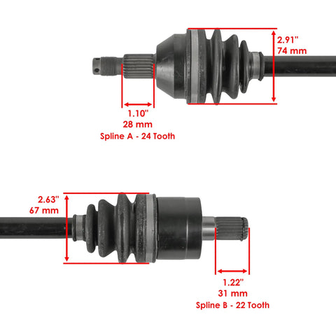 Rear Right Complete CV Joint Axle For Honda Rancher 420 TRX420FA TRX420FPA 4x4 AT EPS 2009 2014, 24/22 spline