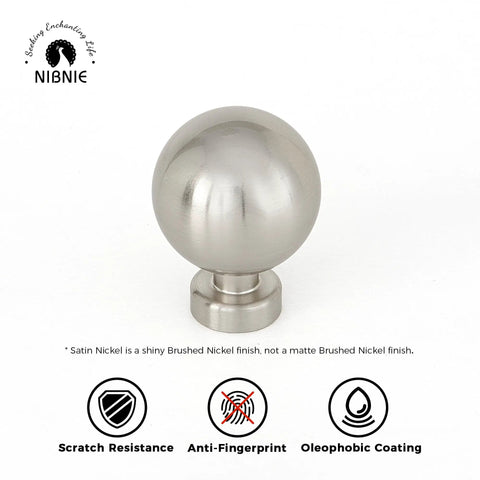 1 Inch Brushed Nickel Cabinet Knobs Set for Cabinets Drawers Dressers and Wardrobes Classic Vintage Drawer Pulls shown in satin finish