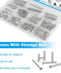 100 Piece Electrical Screw Kit With 6-32 And 8-32 Phillips Flat Head Screws in storage box, 304 stainless steel