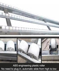 Heavy Duty Foldable Stainless Steel Conveyor Roller For Warehouse And Truck Trailers With 50cm Unloading Pulley, showing ABS rollers.
