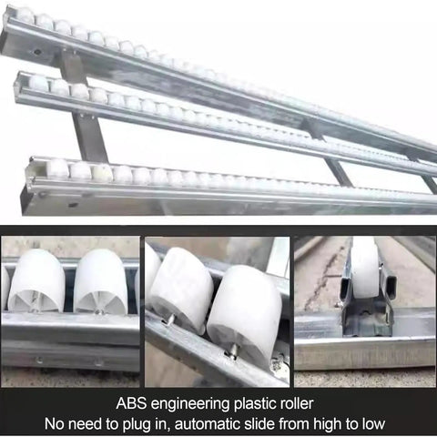 Heavy Duty Foldable Stainless Steel Conveyor Roller For Warehouse And Truck Trailers With 50cm Unloading Pulley, showing ABS rollers.