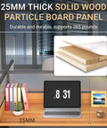 Close-up of Boss Level Six Person Modular Office Cubicle Workstation showing 25mm thick solid wood particle board with items.