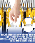 Heavy Duty 25 Inch Wide Adjustable Roller Conveyor With Skate Wheels Handles 1250 Lbs Load easily connecting rollers with hooks