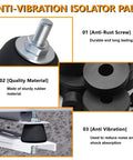 Keep machinery quiet and steady with these medium rubber anti vibration isolator mounts with studs, close-up of material.