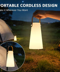 Two Pack Rechargeable Outdoor Lanterns With IP44 Waterproof Cordless Portable Hanging And Table Lamps in campsite