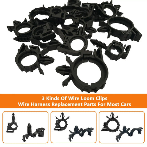 Assorted 180 Pcs Wire Loom Clips For Car Push Mount And Zip Ties, nylon, engine bay wiring, fuel lines support