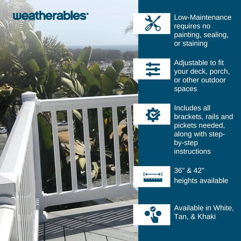 Vinyl Deck And Porch Railing Kit No Fuss Setup White Rail System For Decks Porches Balconies And Outdoor Spaces Durable Weather Resistant Vinyl Low Maintenance 36 Inch By 6 Foot