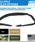 Two Point Rifle Sling With Quick Detach Swivels And HK Hook Soft Shoulder Pad Tactical Gun Sling For Rifle Shotgun And Crossbow Perfect For Hunting Outdoor Sports Grab And Go Hands Free Carry in black color with color options.