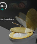Heavy Duty Soft Close Toilet Seat With Badass Sparkly Resin Lid, Elongated Design, showcased in muted slow close action.